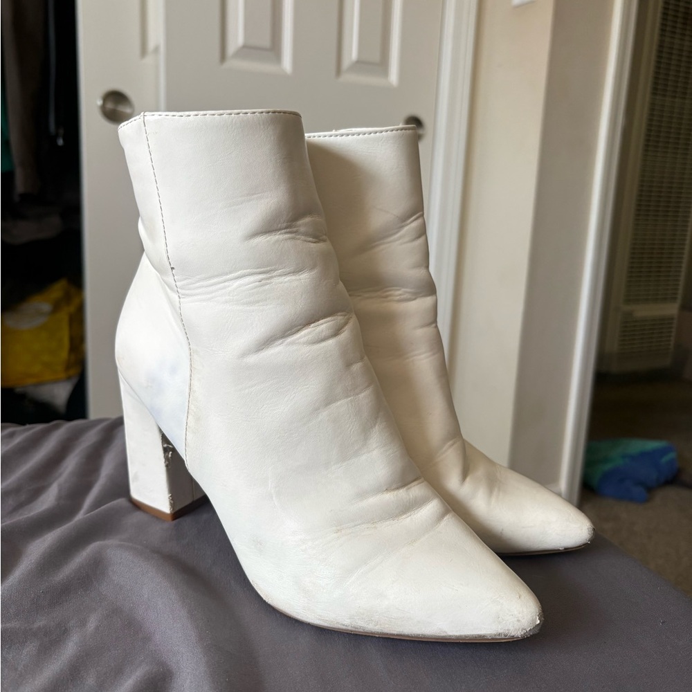 Madden Girl White Ankle Boots